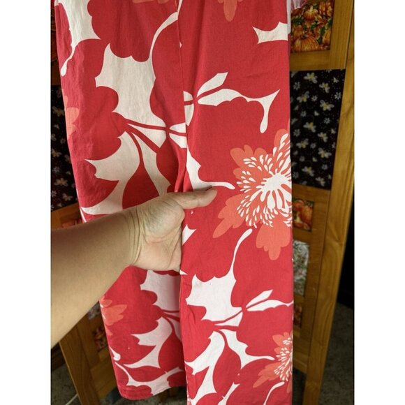 Womens Red Big Floral Print Off Shoulder Ruffle Dress Hawaiian Beach Tropical 1X - Picture 8 of 10